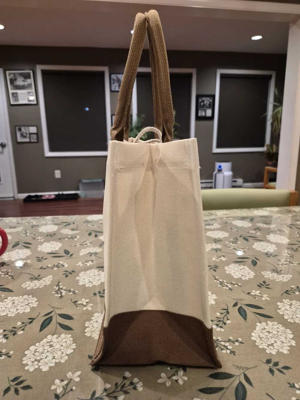 Canvas Tote Bag - Cream with Brown Accents